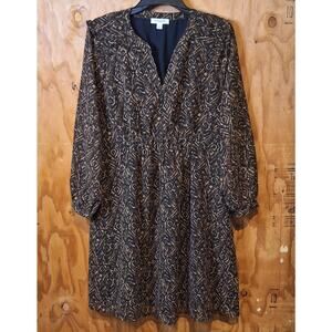 beachlunchlounge Dress Women's Large Brown Blouson Lined Phoebe Buffay 1990sX